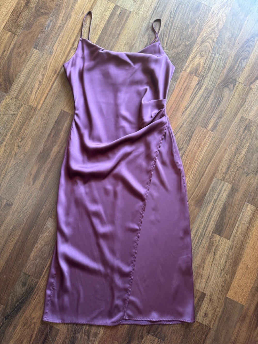 Satin Slip Midi Dress in Mauve